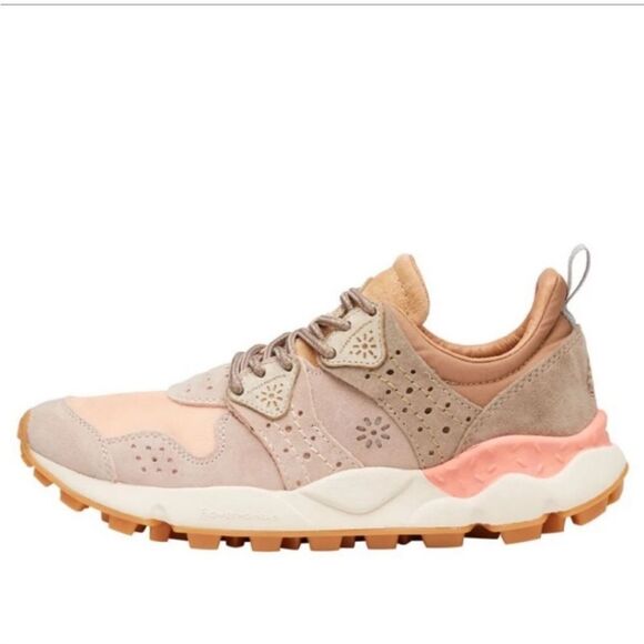 Flower Mountain x Free People Corax Pink Gray Suede Low Cork Insole Sneakers 8 - Picture 2 of 10